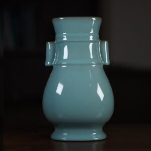 Black-bodied celadon bottle with pierced ears